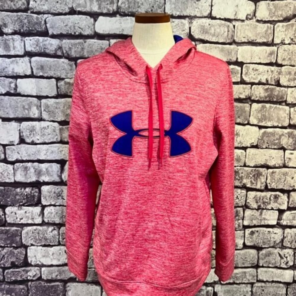 Under Armour Cold Gear Pink & White Heathered Hoodie Size Large